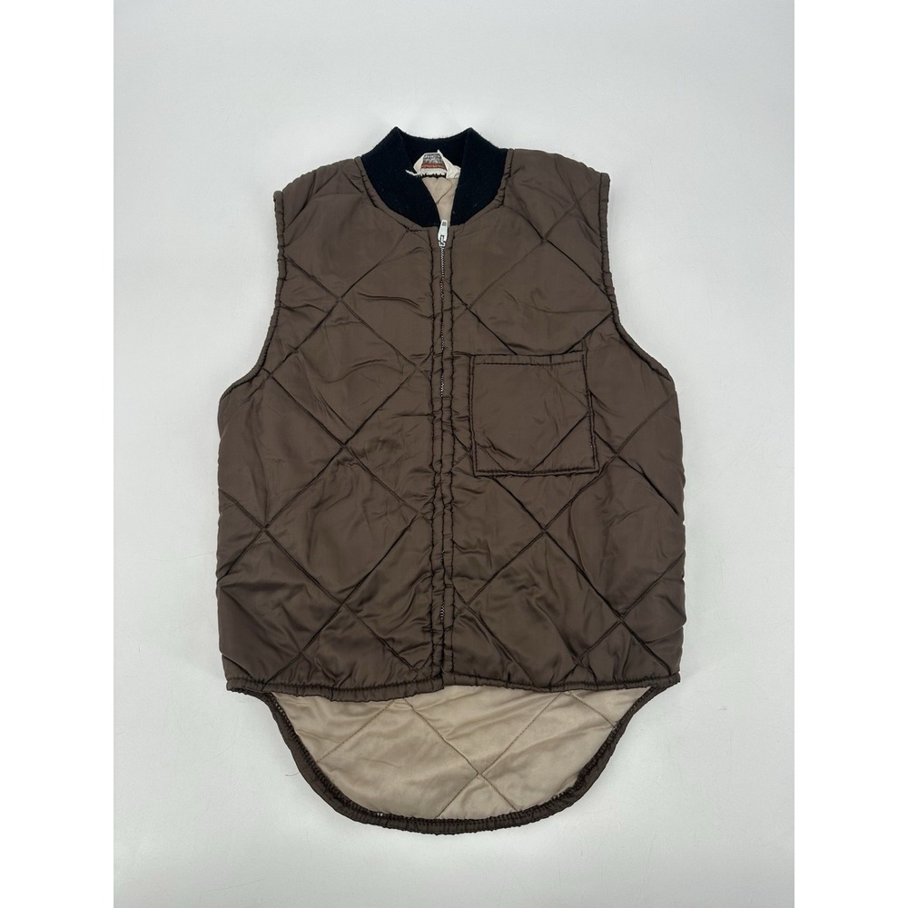 VTG Ted Williams Vest Brown Sears Roebuck 80s USA Hunting Fishing Quilted M's S